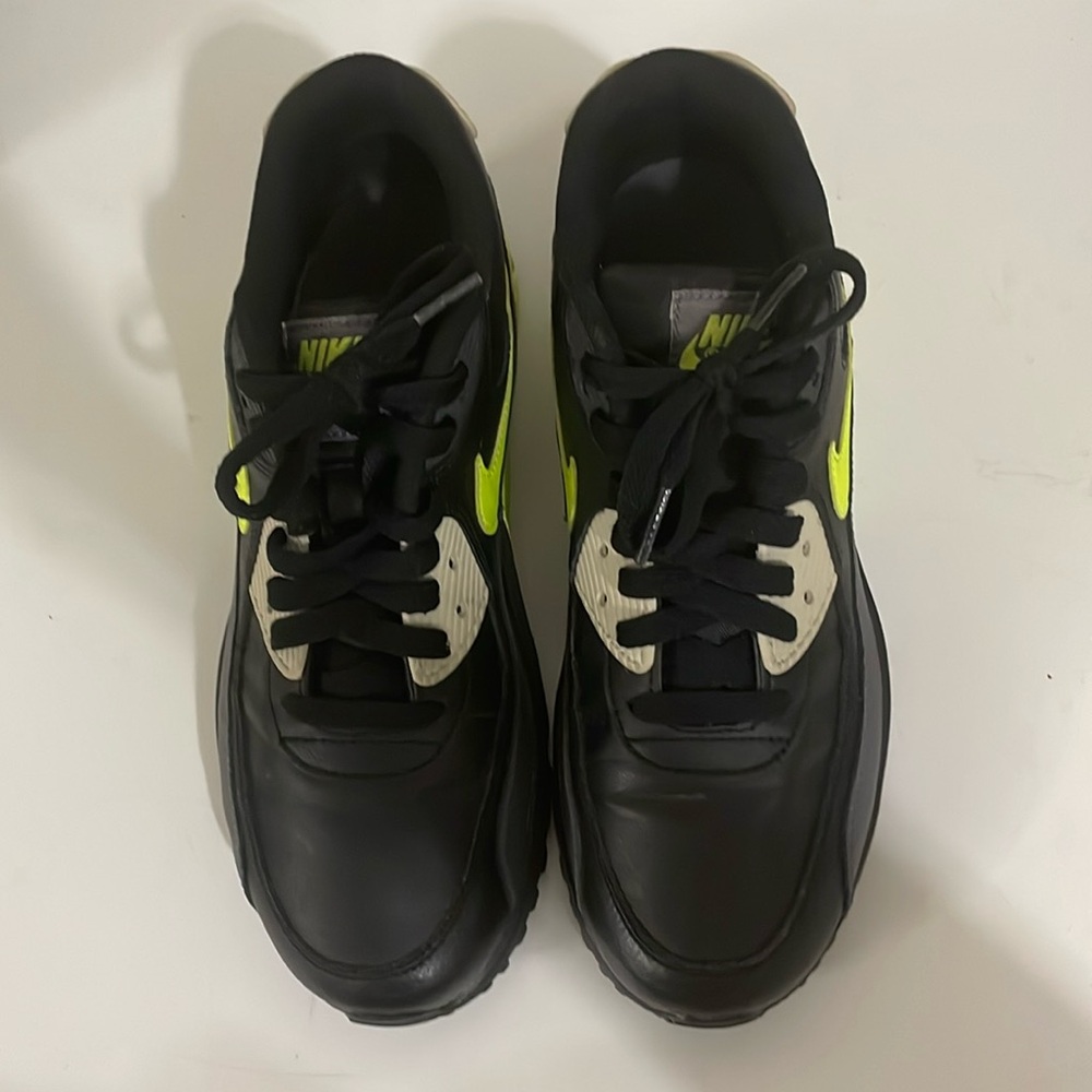 NEON Black Nike Air Max sneakers with neon green swoosh and accents.